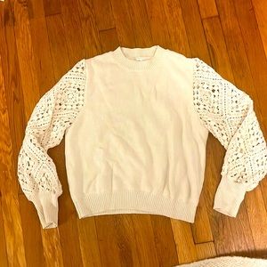 Ivory/cream sweater with crotchet sleeves